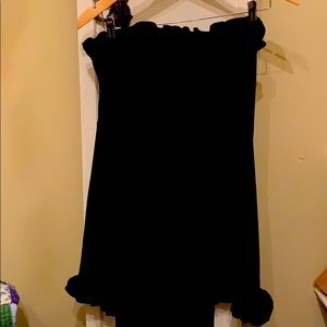 Black ruffled sleeveless mini formal.